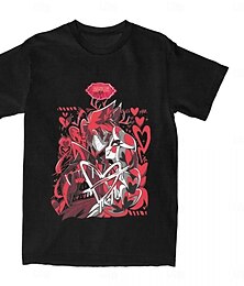 abordables -Hazbin Hotel Alastor T-Shirt Anime Gráfico Para Hombre Adulto Mascarada Estampado en caliente Casual Diario