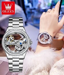 levne -OLEVS Dámské mechanické hodinky Módní S kamínky Obchodní Wristwatch Kostra VODĚODOLNÝ Slitina Pravá kůže Hodinky