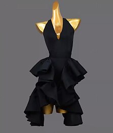 economico -Balli latino-americani Costumi di danza Abito Con balze Colore Puro A fantasia Per donna Prestazioni Addestramento Senza maniche Chinlon Elastene