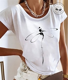 cheap -Women's T shirt Tee 100% Cotton Graphic Print Daily Weekend Basic Short Sleeve Round Neck Black