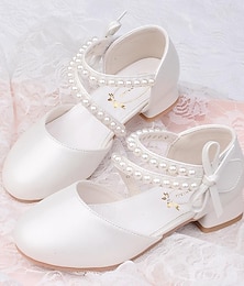 cheap -Girls' Heels Dress Shoes Flower Girl Shoes Princess Shoes School Shoes Faux Leather Portable Breathability Non-slipping Princess Shoes Big Kids(7years +) Little Kids(4-7ys) Gift Daily Walking Pearl