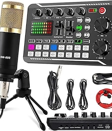 billiga -dj-utrustning mikrofon ljudkort konsol studio ljudkort kit kabel telefon mixer dator live voice mixer f998 ljudkort