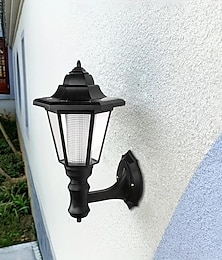 billiga -1 st solcellsvägglampa utomhus, sexkantigt solljus, ip65 vattentätt, solstängselljus, automatisk på/av retro led vägglampa, värmebeständig ljusdekor, sollandskapsljus (vitt/varmt ljus)