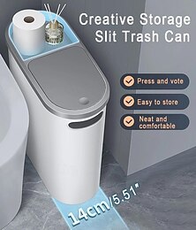 economico -Pattumiera da bagno da 1 pezzo, pattumiera a fessura creativa per la casa, pattumiera da bagno con coperchio, cestino per la carta semplice, pattumiera di grande capacità, essenziale per la casa