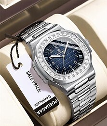 ieftine -poedagar bărbați ceas cuarț modă bling stras business calendar luminos ceas cu curea din oțel inoxidabil impermeabil