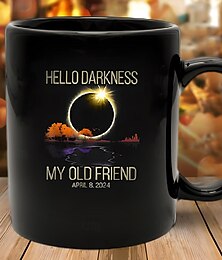 cheap -Hello Darkness My Old Friend Total Solar Eclipse April 8 2024 Vintage Street Style Funny Coffee Mugs