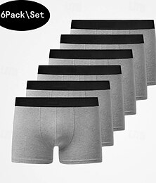 Недорогие -Мульти пакеты 6pcs Муж. 6 черный Нижнее белье Шорты Байкерские шорты Эластичная талия Полотняное плетение на открытом воздухе Повседневные 95% Хлопок Все сезоны