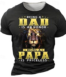 halpa -isänä oleminen on kunnia leijona päivittäinen suunnittelija retro vintage miesten 3d-printti t-paita t-paita urheilu loma ulkoilu t-paita musta tummanvihreä armeijanvihreä lyhythihainen pyöreä pääntie