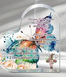 abordables -acrylique plaque de coeur cadeaux chrétiens pour femmes hommes foi de noël presse-papier en acrylique cadeaux religieux inspirants décor à la maison décor de chambre décor de scène décor de bureau