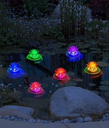 abordables -Lampe flottante solaire lotus pour piscine, veilleuse d'étang solaire, rvb, extérieur, jardin, pelouse, piscine, fête de vacances, décoration paysagère