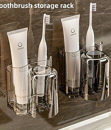 お買い得  -歯ブラシカップホルダーシェルフ - ドリル不要の豪華なバスルームオーガナイザー。歯ブラシ、リンスカップ、歯磨き粉の収納に最適です。