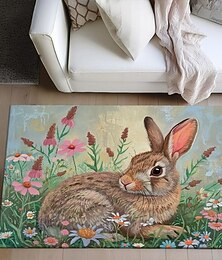 preiswerte -Wald Osterhase Bereich Teppich Küchenmatte rutschfeste ölfeste Bodenmatte Wohnzimmer Teppich Indoor Outdoor Matte Schlafzimmer Dekor Badezimmer Matte Eingangsteppich Türmatte