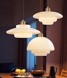 abordables -Tambour de ferme plafonnier semi-encastré en verre de lait luminaires de couloir lustre de plafond grand poteau en or éclairage nordique moderne du milieu du siècle pour salle à manger plafond