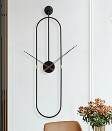 ieftine -ceasuri de perete camera de zi ceas de perete oval cadran mare din metal nuc decor pentru casa silențios fără ticăituri ceasuri ușoare dormitor studiu birou decorațiuni 20 * 80 cm