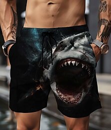 preiswerte -Herren Boardshorts Badeshorts Badehose Schwimmshorts Bademode Kordelzug mit Mesh-Futter Elastische Taille Tier Hai 3D-Druck Schnelltrocknend Kurz Party Casual Täglich Urlaub Sport Schwarz Blau