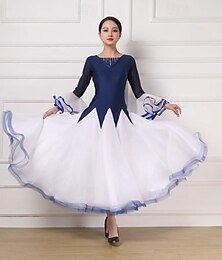 economico -Balli da Sala Vestito Giunzione Cristalli / Strass Per donna Performance Feste Manica Lunga Organza Lycra