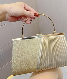 billige -Dame aften taske Clutch tasker polyester Bryllupsfest Letvægt Farveblok Sølv Sort Guld