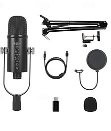 preiswerte -Professional USB Streaming Podcast PC Microphone Studio Cardioid Condenser Mic Kit with Boom Arm For Recording
