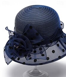 baratos -Retro Vintage Anos 50 Rockabilly Chapéu Balde Chapéu de sol de palha Bolinhas Bolinhas Fantasia Mulheres Festa Casual / Diário Praia Adulto Chapéu