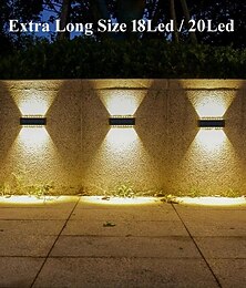 olcso -2 csomag led napelemes fali lámpák hosszú méretű gyöngyök felfelé és lefelé kibocsátó fénnyel, kerítés kültéri udvar, kerti ösvény díszítő lámpa