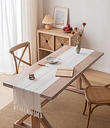 levne -boho běhoun pro domácí dekoraci 72 palců dlouhý farmářský rustikální běhoun na stůl krémový&amp; hnědý makramé stolní běhoun se střapci do jídelny obývací pokoj dekorace ložnice svatební sprcha