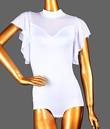 abordables -Danse latine Danse de Salon Collant / Combinaison Couleur Pure Fantaisie Tulle Femme Utilisation Entraînement Sans Manches Taille haute Spandex
