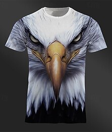 baratos -Gráfico Animal Águia Designer Casual Estilo de rua Homens Impressão 3D Camiseta T-shirt Esportes Feriado Para Noite Camiseta Branco Azul Marron Manga Curta Gola Redonda Camisa Primavera Verão Roupa S