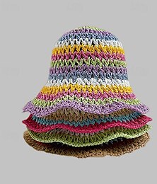 cheap -Stripe Foldable Straw Hat for Women Perfect for Summer Outdoor Travel Vacation Breathable Sun Hat