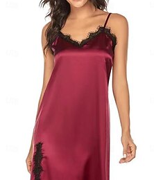 billiga -kvinnors pyjamas nattlinne nattskjorta klänning ren färg mode komfort hem daglig säng satin siden andningsbara remmar ärmlösa rygglösa sommar hem outfits
