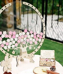 abordables -Livre d'or de mariage arbre et feuille, tableau de messages de mariage, boîte de collecte de bénédiction de mariage pour la saint-valentin