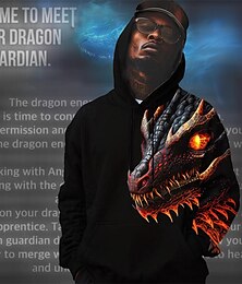 זול -דרקון שומר x lu | קפוצ'ון גברים דרקון כהה אדום לגברים עם שרוולים ארוכים