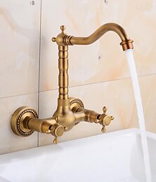 billige -Håndvasken vandhane - Roterbar / Klassisk Antik Messing Udendørs Opsætning Enkelt håndtere to HullerBath Taps
