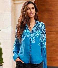 abordables -blouse à manches longues et volants fleuris