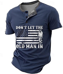 cheap -DON‘T THE OLD MAN IN US FLAG Patriot Men's Retro 3D Print Henley Shirt Casual Daily T shirt Black Blue Green Short Sleeve Henley Shirt Summer Clothing Apparel S M L XL 2XL 3XL