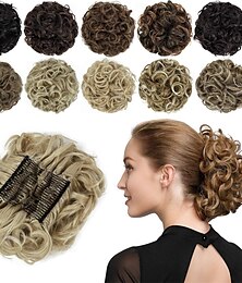halpa -ruusupupu chignon hiuslisäke kihara nuttura pidennykset scrunchie updo synteettiset kammat sotkuisessa nuttura hiuskappale naisille luonnollinen blondi