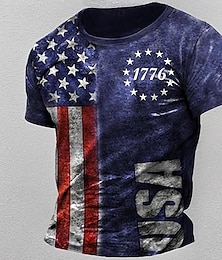 levne -Grafika Americká vlajka 1776 Módní Designové Na běžné nošení Pánské 3D tisk Tričko s krátkým rukávem Tričko Tričko Tričko Top Denní Dovolená Jdeme ven tričko Černá Khaki Tmavomodrá Krátký rukáv