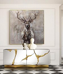 preiswerte -Handgemacht Hang-Ölgemälde Handgemalte Quadratisch Abstrakt Tiere Klassisch Modern Ohne Innenrahmen (ohne Rahmen)