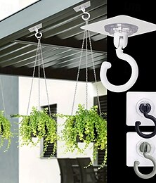 abordables -5 crochets de plafond rotatifs en plastique pour suspendre des plantes, des lanternes, des carillons éoliens - crochets de plafond adhésifs, faciles à installer, aucune perceuse nécessaire - crochets