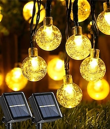 זול -אורות מחרוזת שמש חיצונית 10 מ' 50 LED אורות מחרוזת סולרית עמיד למים8 מצבי כדור בדולח אורות שמש פיות פטיו אורות לגינה דשא מרפסת ביתן ביסטרו