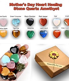 זול -קופסת מתנה מאבן קריסטל ליום האם הכוללת רוז קוורץ, אמטיסט סגול, אבן אהבה מלוטשת ואבני חן טבעיות של דקל לביטוי נצחי של אהבה והערכה