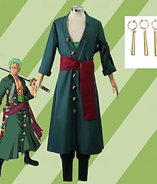 billige -Inspireret af One Piece Roronoa Zoro Anime Cosplay Kostumer Japansk Karneval Cosplay jakkesæt Langærmet Kostume Til Herre Drenge