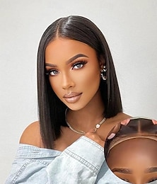 cheap -Wigs Human Hair Pre Plucked Pre Cut Human Hair Wigs With Elastic Band For Black Women 4x4 Closure Wig straight Wigs Human Hair