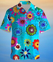 levne -květinové pánské letovisko havajská košile s 3D potiskem venkovní havajská dovolená léto ztlumení krátký rukáv žlutá modrá fialová s m l košile