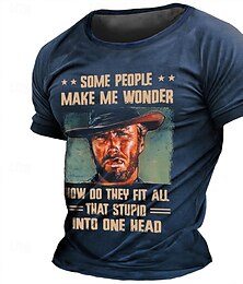 cheap -Graphic Cowboy Retro Vintage Casual Street Style Men's 3D Print T shirt Tee Sports Outdoor Holiday Going out T shirt Army Green Dark Blue Dark Gray Short Sleeve Crew Neck Shirt Spring & Summer