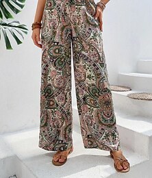 cheap -Women's Wide Leg Polyester Floral Blue Red & White Casual Daily Long Weekend Spring & Summer