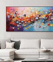 billiga -handgjord oljemålning canvas väggkonst dekoration glad färgglad abstrakt musikalisk personal för heminredning rullad ramlös osträckt målning
