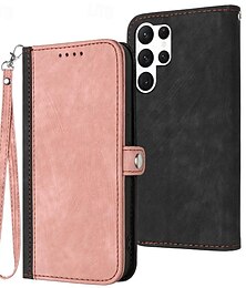 cheap -Phone Case For Samsung Galaxy S24 S23 S22 S21 Ultra Plus A54 A34 A14 Note 20 10 Wallet Case Magnetic with Wrist Strap Kickstand Retro TPU PU Leather