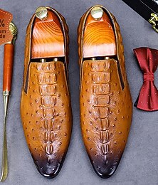 preiswerte -Slipper für Herren aus geprägtem Straußenleder – hochwertige, braune Abendschuhe, leicht und bequem für Business oder Freizeit