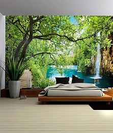 voordelige -waterval landschap hangend tapijt kunst aan de muur groot tapijt muurschildering decor foto achtergrond deken gordijn thuis slaapkamer woonkamer decoratie