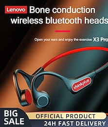 baratos -Lenovo x3 pro fone de ouvido de condução óssea sem fio bt5.3 fone de ouvido ergonômico design leve ip56 à prova d'água